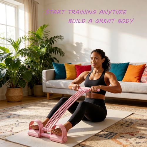 3 in 1 Adjustable Pedal Resistance Band, 8-Tube Natural Latex Tension Rope, Multifunctional Sit-Up Trainer for Full-Body Workout, Fat Loss & Muscle Shaping