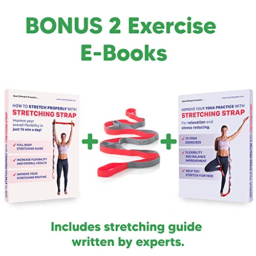 Stretching Strap for Yoga, Flexibility, Rehabilitation - 2 Free Exercise Ebooks - Get Flexible with 12-Loop Stretch Band for Rehab, Recommended by Physical Therapists and Trainers