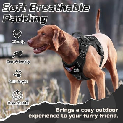 rabbitgoo Tactical Dog Harness for Medium, No Pull Military Service Vest - color: Black, size: Medium