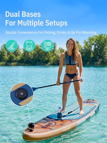 Niphean (Extra Large) Inflatable Paddle Board, SUP for 2+1 People/Family 500lbs Capacity Stand Up Paddle Board with SUP Accessories, StabilTrac Fin Non-Slip Paddleboard for Adults - color: Dark Gray