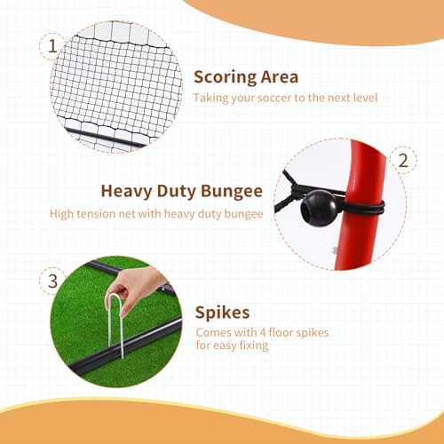 Soccer Rebound Net, 4'x4' Steel Soccer Rebounder, Bounce Back Net for Backyard Soccer Practice Training-Adjustable Angle
