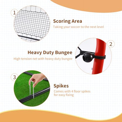 Soccer Rebound Net, 4'x4' Steel Soccer Rebounder, Bounce Back Net for Backyard Soccer Practice Training-Adjustable Angle