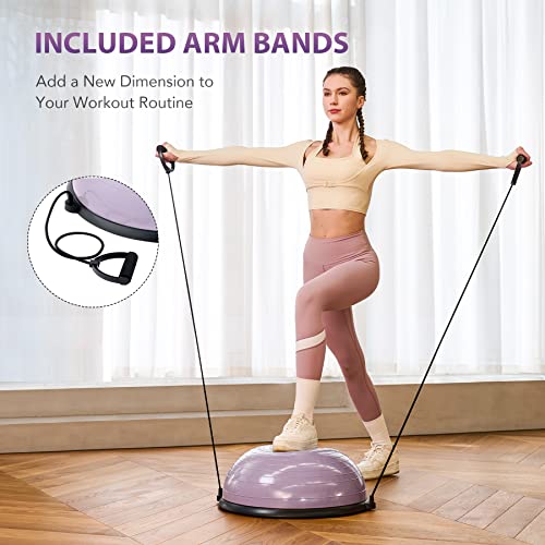 ZELUS 23in. Balance Ball with 55cm Yoga Ball, Resist Bands & Foot Pump - color: Lilac