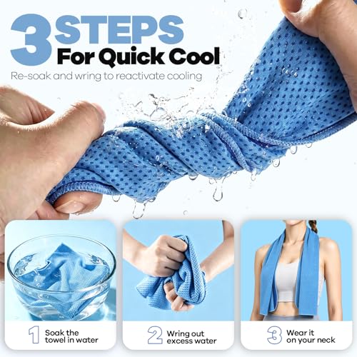 ROXUN Cooling Towels, 4 Pack (40''x12'') Chilly Ice Rags for Neck and Face - color: Dark Gray+grayish Blue+pink+green