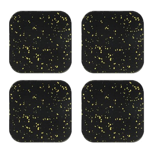 PATIKIL Treadmill Mat, 4 Pcs Exercise Equipment Mat Noise Reduction for Floor Protection, Washing Machine Pads, Anti Vibration Rubber Mats for Bike, Black/Yellow