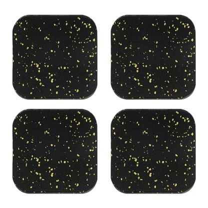 PATIKIL Treadmill Mat, 4 Pcs Exercise Equipment Mat Noise Reduction for Floor Protection, Washing Machine Pads, Anti Vibration Rubber Mats for Bike, Black/Yellow