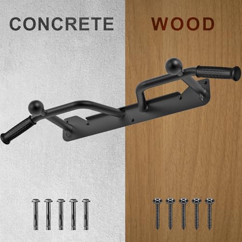 SELEWARE Heavy Duty Welded Pull Up Bar Wall/Joist/Ceiling Mount Chin Up Bar - color: D2: Black Wall Mount Pull Up Bar