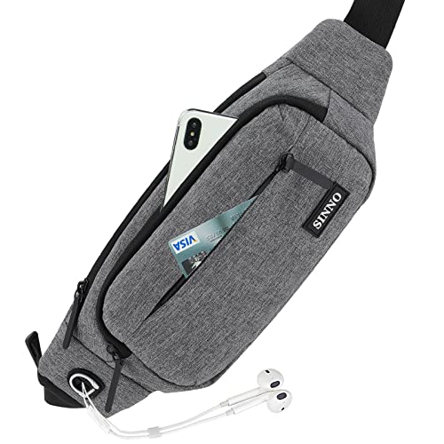 Large Crossbody Fanny Pack for Women Men Belt Bag With 4-Zipper Pockets for Travel Running Hiking Workout Dog Walking Outdoors Sport Fishing Waist Pack Bag Carrying All Phones - color: Neutral Gray(4 Zipper Pockets)