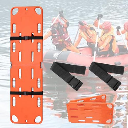Emergency Rescue Foldable Spine Board Stretcher with Head Immobilizer, Water-Resistant Design, Supports 350 Lbs for Land & Water Rescue Operations - color: Spine Board