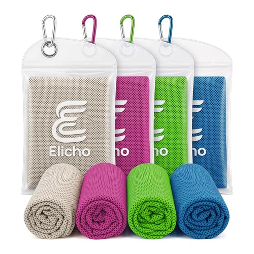 4 Packs Cooling Towel (40"x12"), Cooling Neck Wraps, Microfiber Ice Sport Towel, Soft Breathable Chilly Towel for Yoga, Running, Gym, Camping, Fitness, Workout & More Activities(Multicolor) - color: Light Blue/Green/Rose Red/Grey