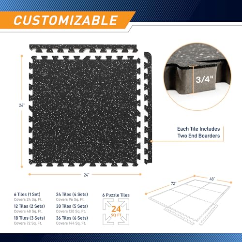 Marcy EVA Foam Interlocking Flooring Mat High Density Non-Slip Tiles for Fitness Equipment, Workout Cushion and Floor Protection