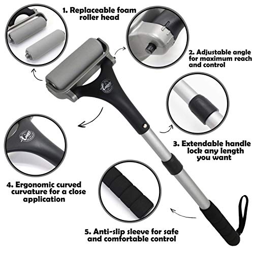 EASACE Lotion Applicator for Back & Body, Long Handle 21.5inch Adjustable Lotion Roller with 2 Replacement Roller for Back self(Silver) - color: Silver