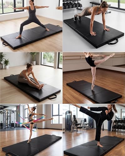 Gymnastics Mat, 6x2/3Ft 2-Inch Thick 4-Fold Exercise Floor Mat for Home Gym, Portable Yoga Mat for Pilates, Aerobics, Martial Arts & Training