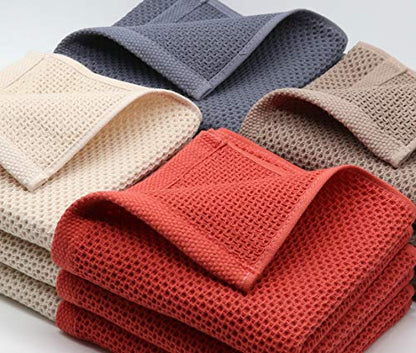 Mia'sDream Cotton Hand Towels,13”x28”, 3 Pack, Brick Red Bath Towels Set | Soft and Absorbent, Waffle Weave, Multi-Purpose Hand Towels for Bathroom,Kitchen,Gym | Cotton Dish Towels For Kitchen Drying