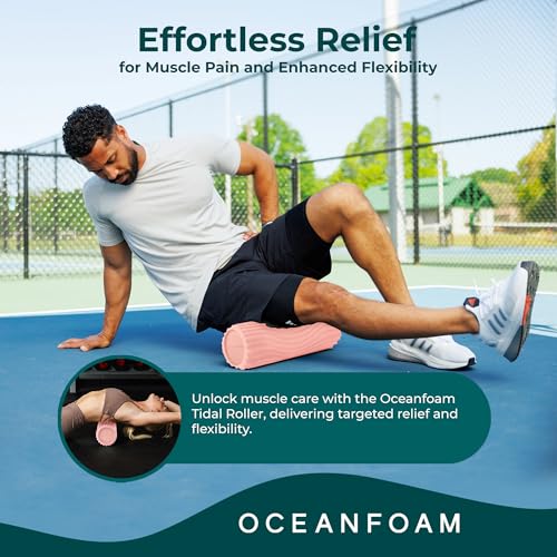Tidal Roller - Blush - Muscle Massage Foam Roller for Back Pain & Stretching - Firm and Ergonomic Wide Wave Textured - Yoga, Athletics, & Wellness - Full Size, 20" x 5" - color: Blush