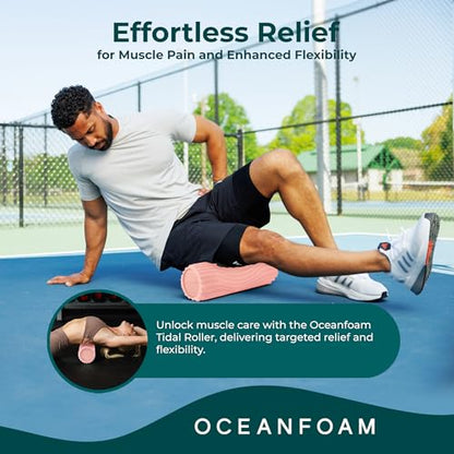Tidal Roller - Blush - Muscle Massage Foam Roller for Back Pain & Stretching - Firm and Ergonomic Wide Wave Textured - Yoga, Athletics, & Wellness - Full Size, 20" x 5" - color: Blush