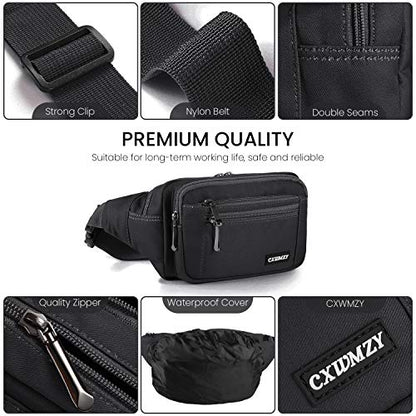 CXWMZY Fanny Packs For Women & Men Waist Pack Hip Bum Bag with Multi-Pockets Large Capacity Waterproof Casual Bum Bag for Disney Traveling Casual Cycling Running Hiking - color: Black_1