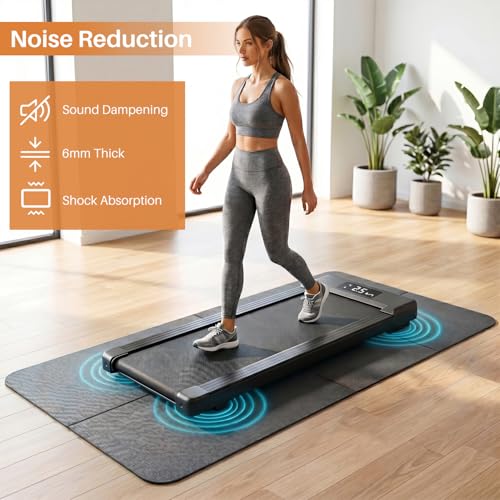Bike Mat Compatible with Peloton Bike,6mm Thick,Elliptical,Treadmill Mat,Under Exercise Bike Trainer Pad for Indoor Stationary Spin Bike Gym Equipment Hardwood Floor Carpet Protector