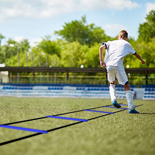 GHB Pro Agility Ladder 2 Pack Agility Training Ladder Speed 12 Rung 20ft with Carrying Bag (Yellow and Blue)
