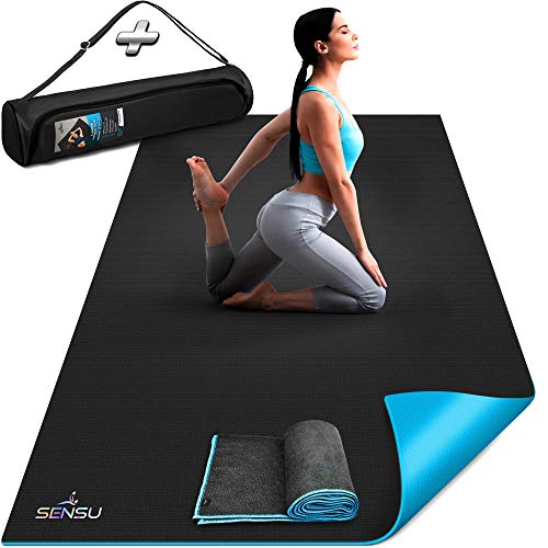 Sensu Large Yoga Mat for Men and Women – Extra Thick Non-Slip Yoga Mat with High Grip Surface for Hot Yoga, Pilates, Stretching, Meditation, and Floor Workouts – Durable Exercise Mat for Home or Studio (Multiple Sizes) - size: 6' x 4' x 9mm