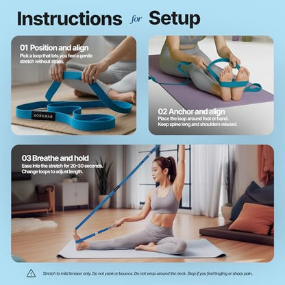 Yoga Straps with Loops | Exercise Straps | Non Elastic strap | Non Elastic Straps | Stretch Straps for Physical Therapy | Exercise Straps for Physical Therapy | Leg Stretch Strap | Yoga Straps for Stretching