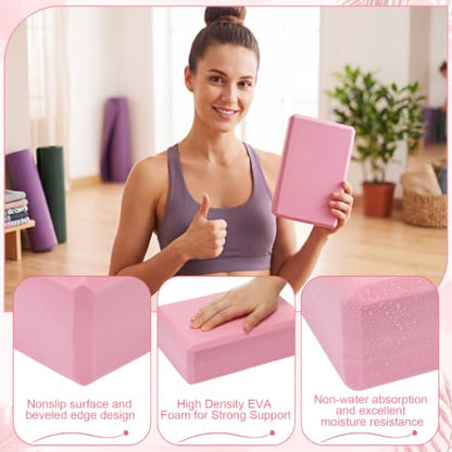 10 Pcs Foam EVA Yoga Blocks Lightweight Non Slip Supportive Yoga Bricks for Pilates Stretching and Meditation, Women Men Yogi Beginners - color: Pink