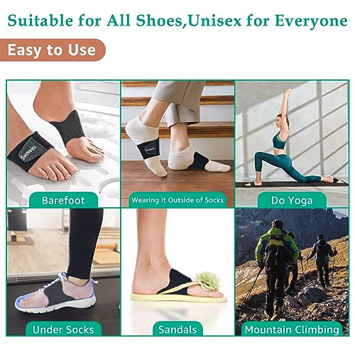 Arch Support Compression Sleeves for Flat Feet, Adjustable Velcro Plantar Fasciitis Braces for Fallen Arches, Unisex Orthotic Arch Support Wrap for High Arch, Feet Pain Relief