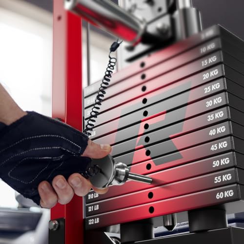 RitFit M1 Pro Smith Machine Cable Crossover Power Cage Home Gym - color: RED, size: M1 PRO (With Weight Stack)