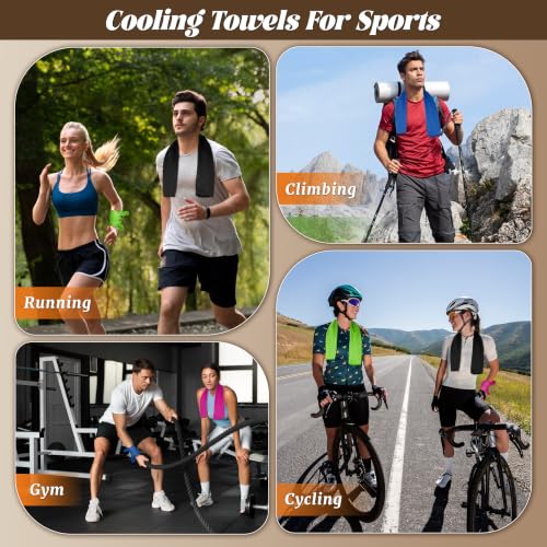 4 Pack Cooling Towels, Soft Breathable Cooling Towels for Neck and Face - color: Blue/Green/Pink/Black