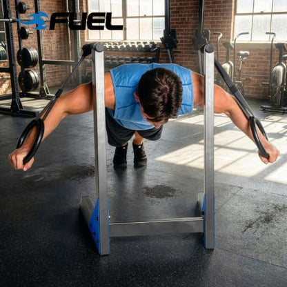 Fuel Pureformance Dip Station | Bodyweight Training | Multiple Options - color: Black/Blue - Deluxe Dip Station w/O-Rings