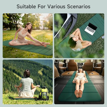 12-Fold POE Yoga Mat 75x26x0.4 Inches – Non-Slip, Compact & Workout-Friendly for Yoga, Pilates, Strength Training & Meditation - color: Green+Orange