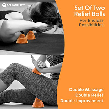 Acumobility Massage Ball Roller 2 Pack - Trigger Point - Massage Balls - color: Orange
