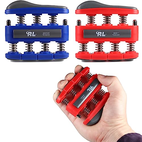 Finger Strengthener Grip, Finger Exerciser & Hand Strengthener, Workout Equipment for Musician, Rock Climbing and Therapy, Hand strengthening rehab - 2 Pack - color: Medium & Heavy