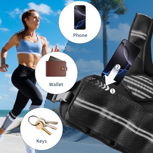 Adjustable Weighted Vest, Neoprene Weight Vest for Jogging,Walking, Running with Reflective Strips and Mesh Pockets