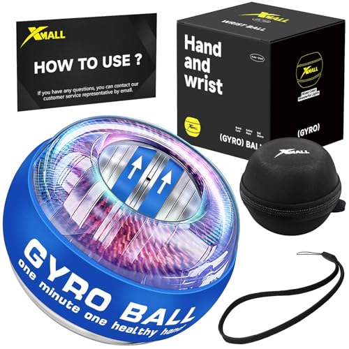 XMALL Wrist Gyro Ball, Torque Ball Hand Exerciser, Forearm Strengthener - color: Blue (Colorful Light)