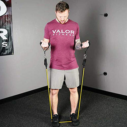 Valor Fitness Resistance Bands with Handles Set, Stackable Exercise Tube Bands for Home Gym Workouts, Strength & Mobility Training, Physical Therapy - Includes Door Anchor, Ankle Straps and Carry Bag