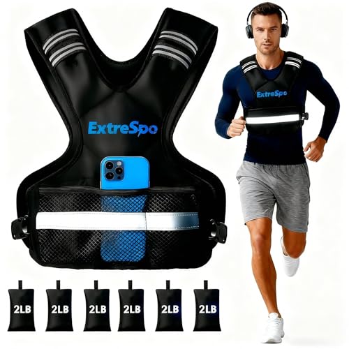 Adjustable Weighted Vest for Women and Men, 4-10lb/11-20lb/20-32lb Weight Vest with 6 Ironsand Weights, Body Weight Vest Exercise Set with Reflective Strip for Strength Training and Workout - size: 20-32lb