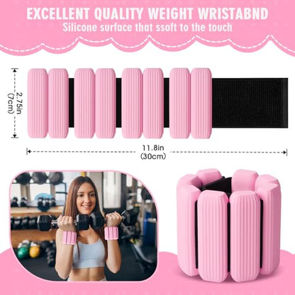 Wrist Weights, 2Pack Adjustable Wearable Wrist Ankle Weights for Women/Men, Silicone Wrist Bangles for Walking, Yoga, Pilates, and Gym, Arm & Leg Workout, 2lb - color: Pink