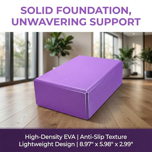 Toyvian Yoga Block High Density Eva Non-Slip Pilates Brick for Stretching Balance and Flexibility Lightweight Exercise Aid for Yoga and Pilates 8.97 X 5.98 X 2.99 in Purple