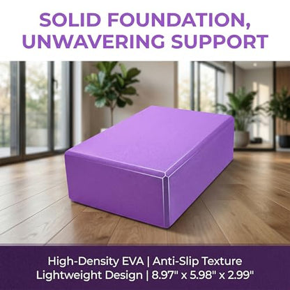 Toyvian Yoga Block High Density Eva Non-Slip Pilates Brick for Stretching Balance and Flexibility Lightweight Exercise Aid for Yoga and Pilates 8.97 X 5.98 X 2.99 in Purple