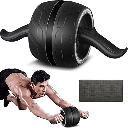 AB Wheel Roller with Resistance Spring, Automatic Rebound Core Trainer - color: Black