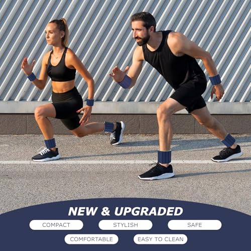Magnetic Wrist Ankle Weights – Adjustable Ankle and Wrist Weights for Women & Men – 2 Pack (1LB Each) Stackable Magnetic Silicone Arm Bands Non-Slip, Waterproof, Easy Wear – Ideal for Pilates, Yoga, Running & Walking - color: Blue-Yellow
