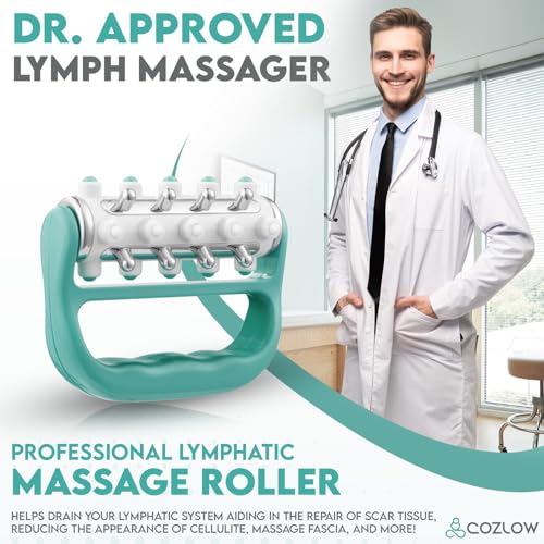 MyoRelease Lymphatic Drainage Massager - Green - Handheld Fascia Release + Scar Tissue Massage Roller for Shoulder, Neck, Belly, Thigh, Leg, Back, Glutes - Helps Reduce Cellulite Appearance