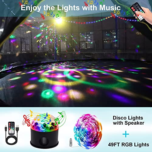 1500LBS 10FT 12FT 14FT 15FT 16FT Trampoline for Kids Adults with Sprinkler, Lights with Music Speaker, Socks, Water Ball, Heavy Duty with Basketball Hoop, Enclosure Net, Ladder