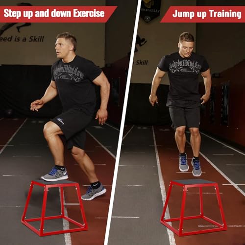 GarveeLife Plyometric Jump Box, Heavy-Duty Steel Plyo Boxes with Rubber Pad for Home Gym, Jump Platforms Step Up Box, Jump Trainers Conditioning Strength Training