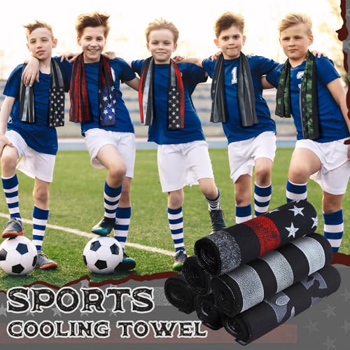 12 Pcs Flag Baseball Cooling Towels Bulk for Neck and Face 40" x 12" Sweat Towels for Hot Weather 4th of July 250th Anniversary Cooling Towel Microfiber Workout Rags for Gym Yoga Sport Running