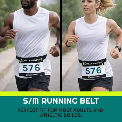 VeloChampion Lightweight Running Belt Waist Pack for Men Women - Elasticated Stretch Fit Race Number Holder - No Pins - 3 Sizes - Run. Triathlon. Cycle. Marathon. Jogging (1, Medium) - size: Medium