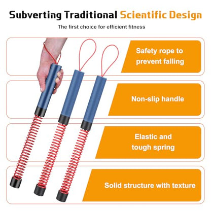 Upgraded Ropeless Exercise Rope 2.0 for Exercise Workout 4 Adjustable Weight Levels Jump Rope Portable Strength Cardio Trainer Fitness Equipment for Athletes Home Gym Muscle Training