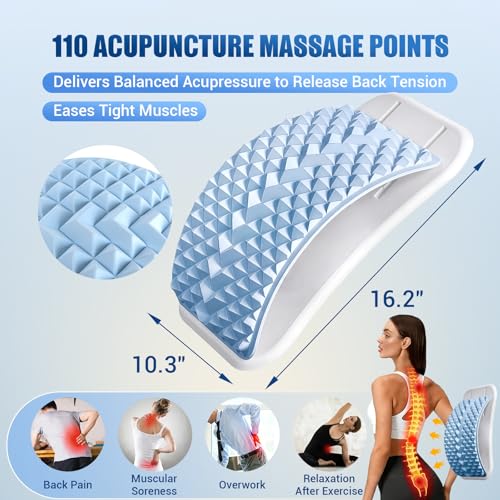 Back Stretcher for Lower Back Pain Relief, Adjustable Lumbar Support Board with Acupressure Points, Back Stretcher Board for Scoliosis, Spine Decompression Support