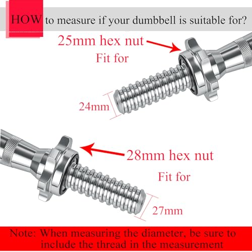 Lamoutor 2Pcs Anti-Slip Hex Nut Collar Screw for Barbell Dumbbell Weight Lifting - size: 25mm+28mm